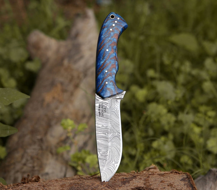 Utility Knife - Odin Damascus Steel Knife with Pine Cone Handle - Shokunin USA