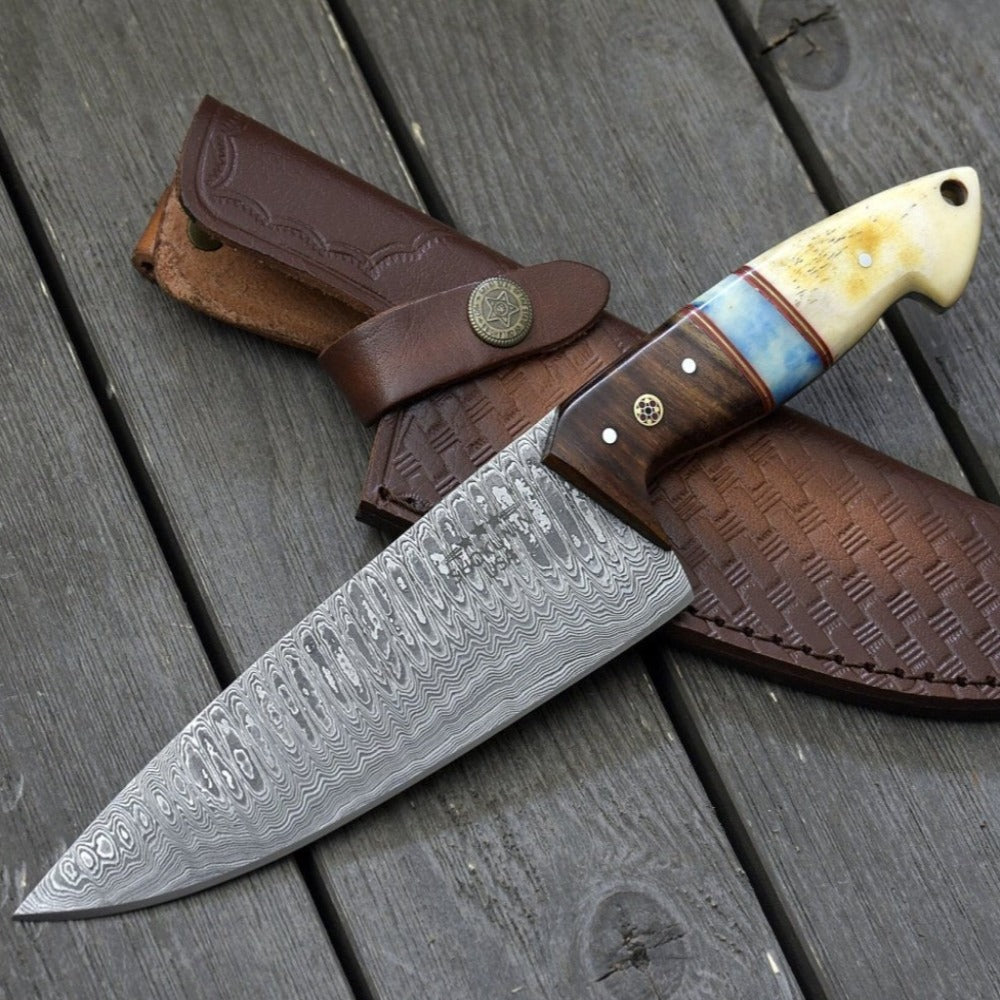 Personalized Chef Knife Damascus Chef Knife Knife with Sheath Handmade Shokunin USA