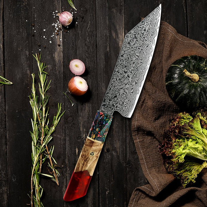Chef knife - Pristine VG10 Chef Knife 10.5" with Exotic Olive Wood & Resin Handle - Shokunin USA