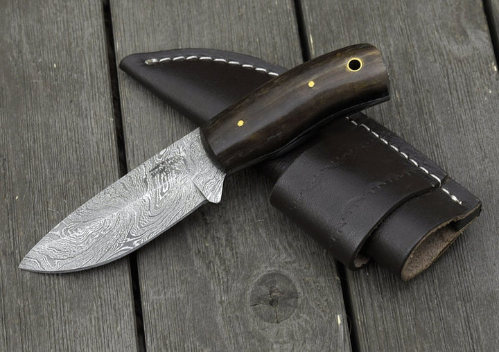 Damascus Knife - Resonance Every Day Carry Knife with Ram Horn Handle - Shokunin USA