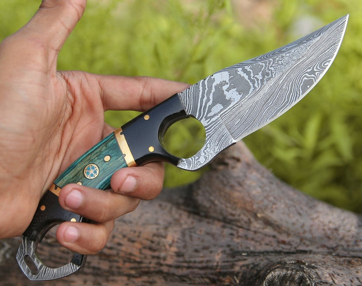 Damascus Knife - Spark Damascus EDC Knife with Micarta & Pakkawood Handle - Shokunin USA