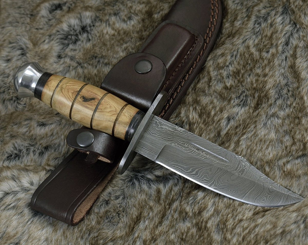 Utility Knife - Stealth Military Knife with Olive Wood Handle - Shokunin USA