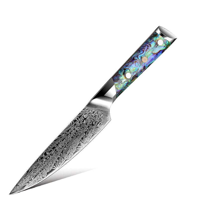Chef knife - Ronin Chef Knife VG10 Damascus Petty Knife with Abalone Shell Handle - Shokunin USA
