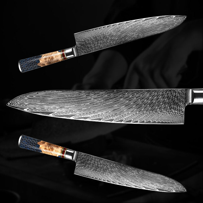 Chef knife - YAMATO VG10 9" Chef's Knife with Olive Burl Wood & Honeycomb Resin Composite Handle - Shokunin USA