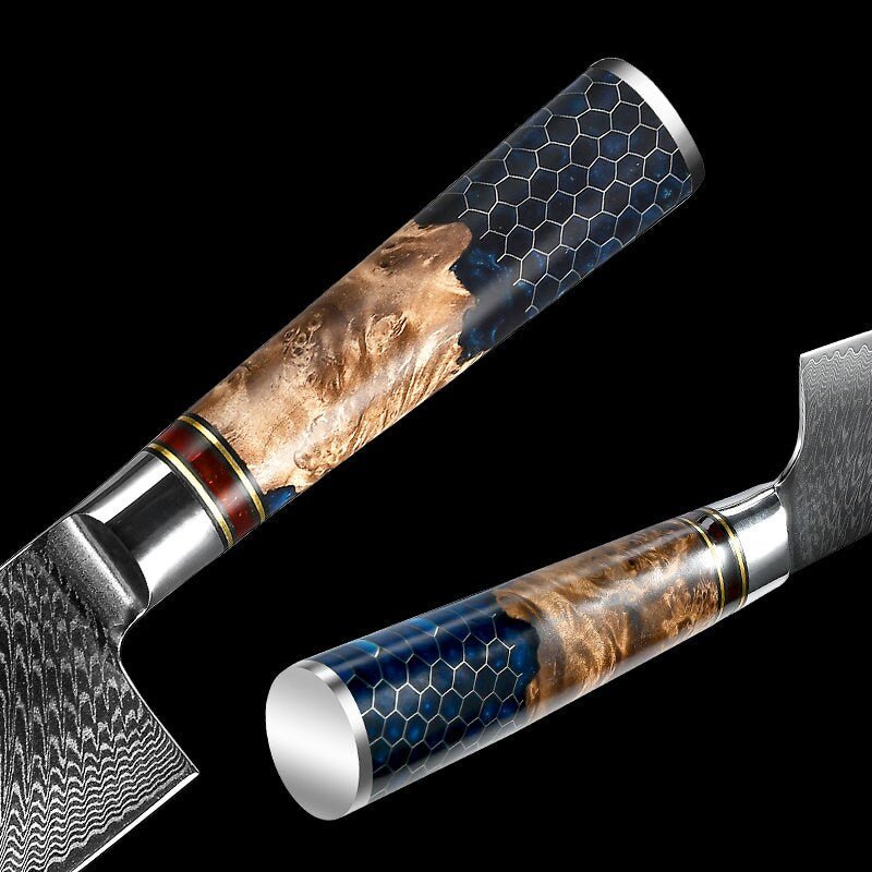 Chef knife - YAMATO VG10 9" Chef's Knife with Olive Burl Wood & Honeycomb Resin Composite Handle - Shokunin USA
