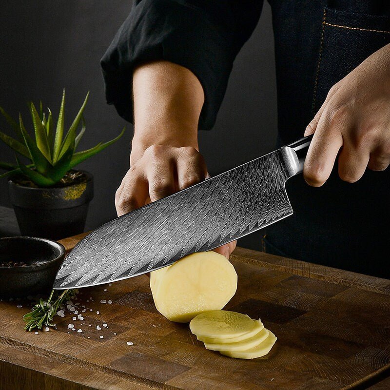 Chef knife - Yamato Damascus Chef Knife with Olive Wood & Resin Handle - Shokunin USA